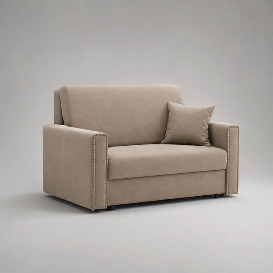 Canapé droit 2 places en polyester beige 140 x 80 x 85 cm